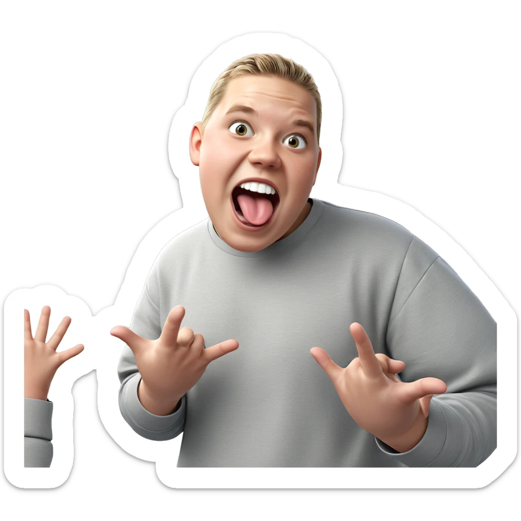 playful boy with tongue out sticker