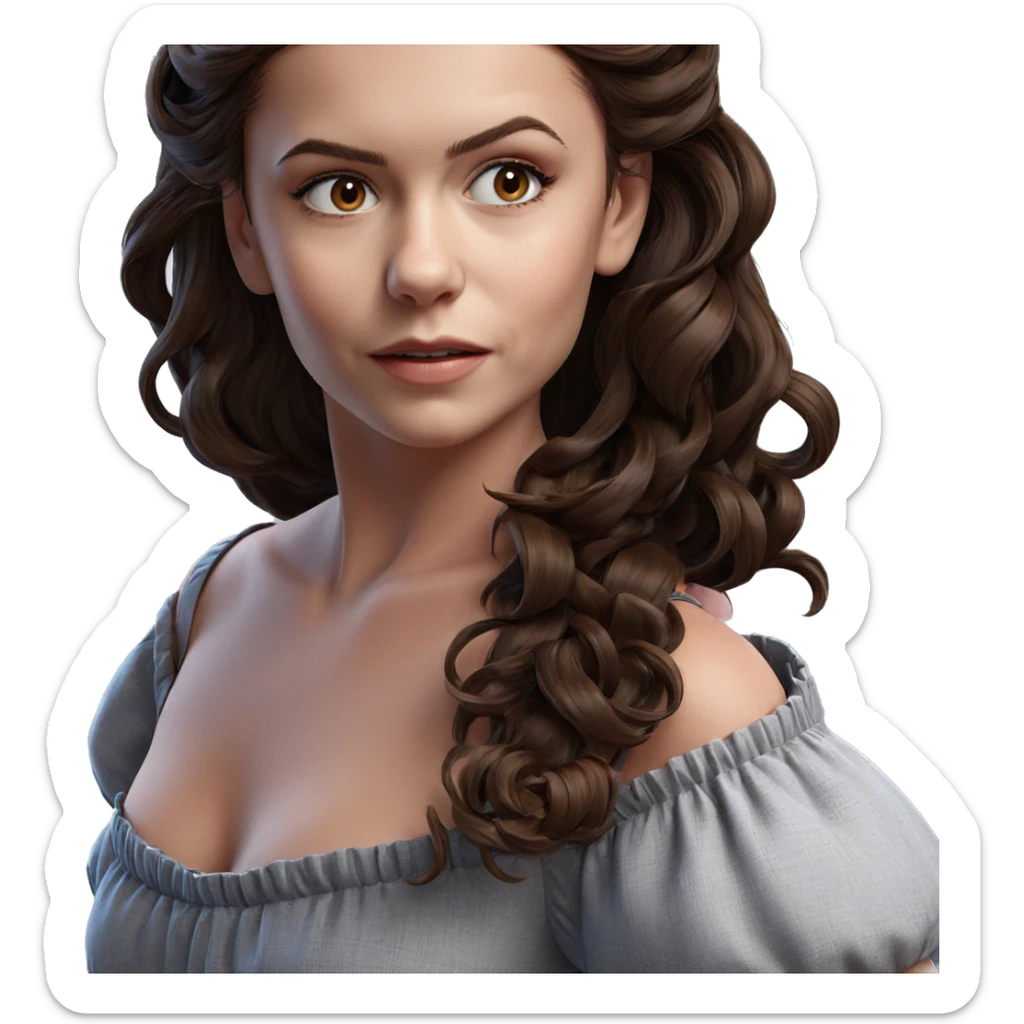 brown haired girl in dress sticker