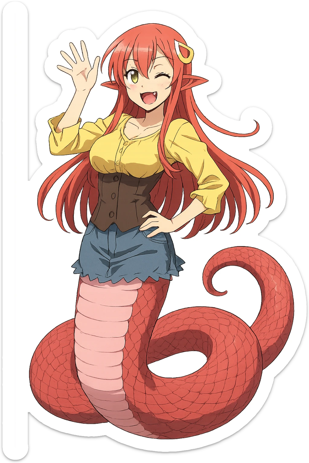 Miia from Monster Musume, anime style, full body, vibrant colors, playful expression sticker