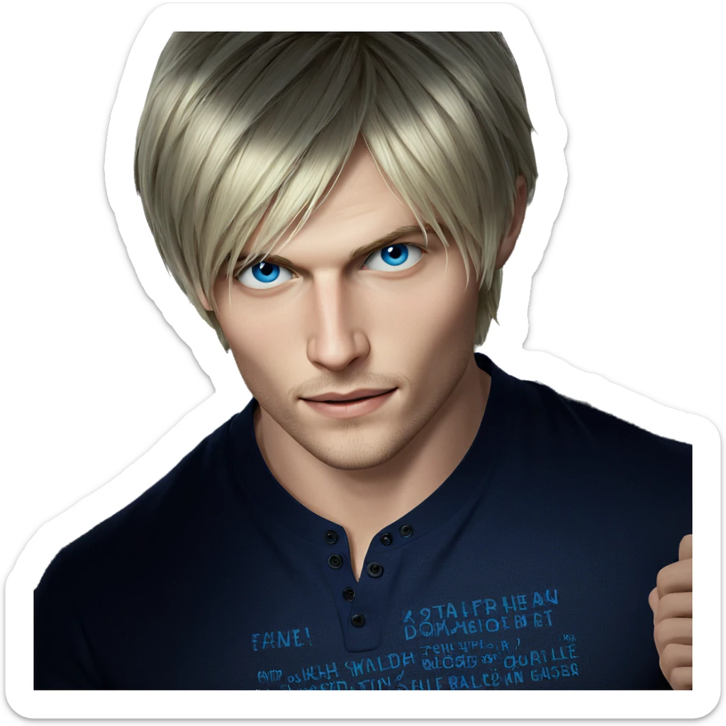 blue eyed blonde boy portrait sticker