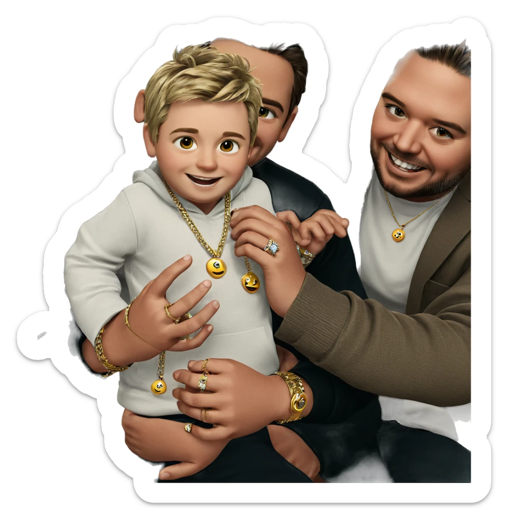 boys smiling with jewelry sticker