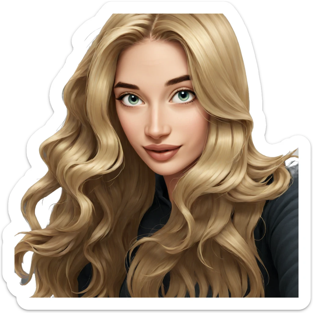 smiling girl with blonde hair sticker