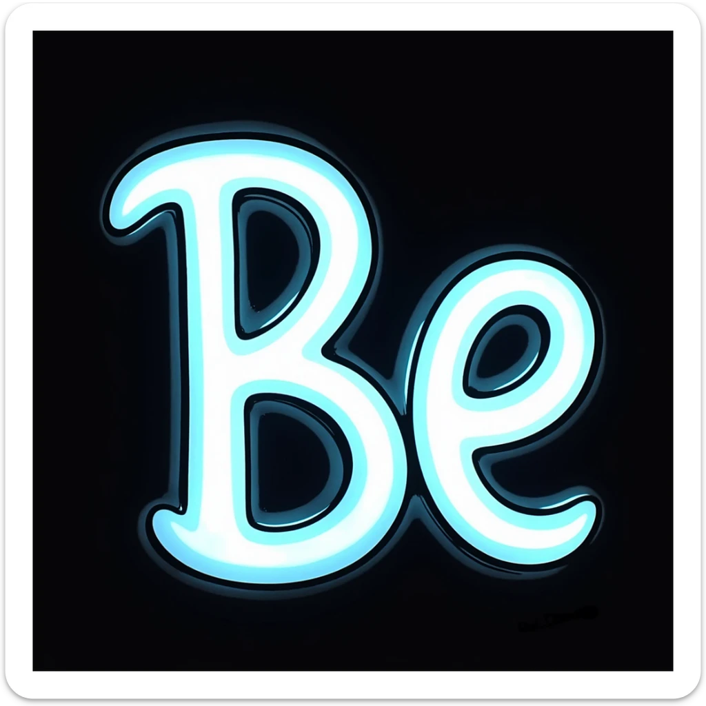 Cyrillic capital letter Б (Be) with bright neon glowing effect sticker