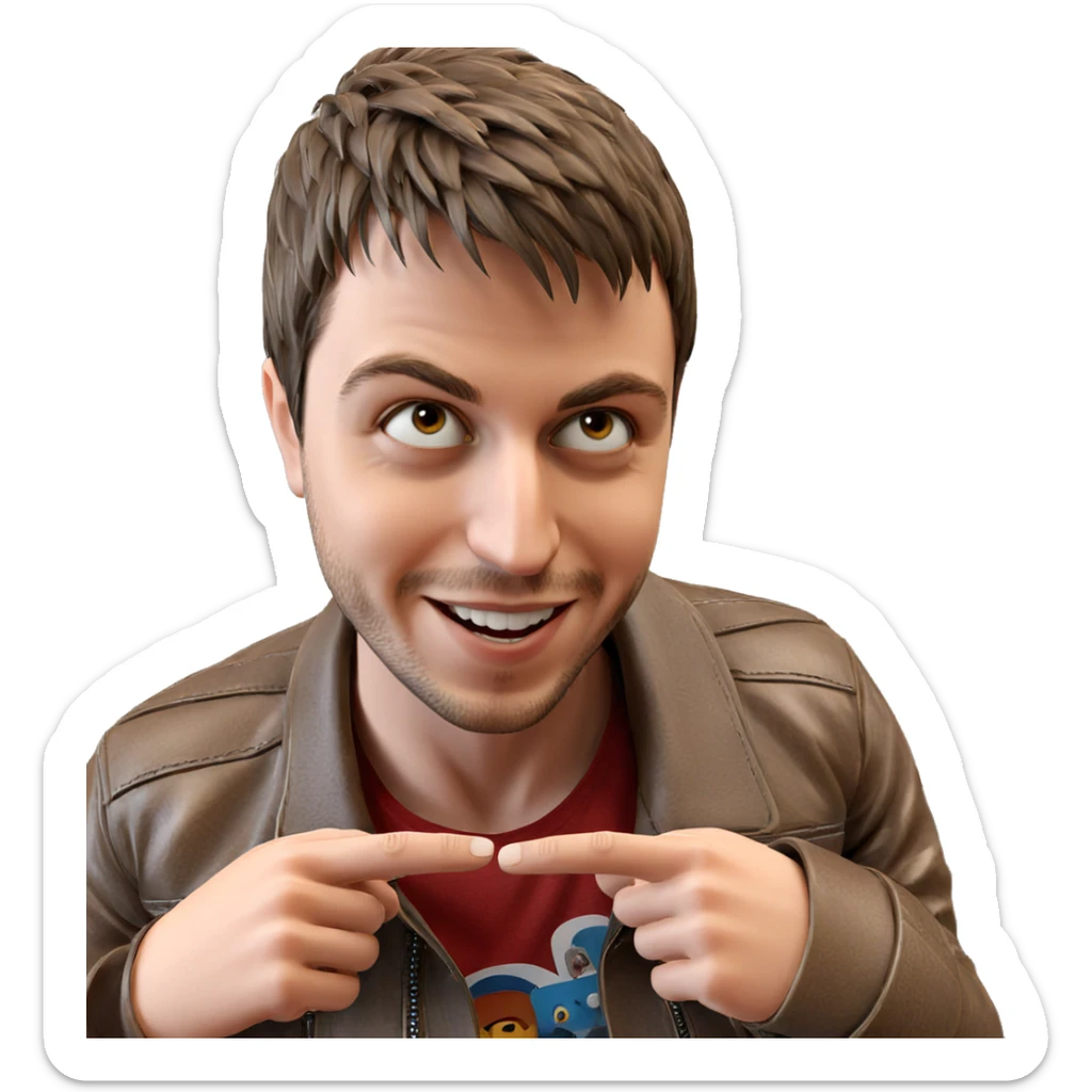 smiling boy in leather jacket sticker