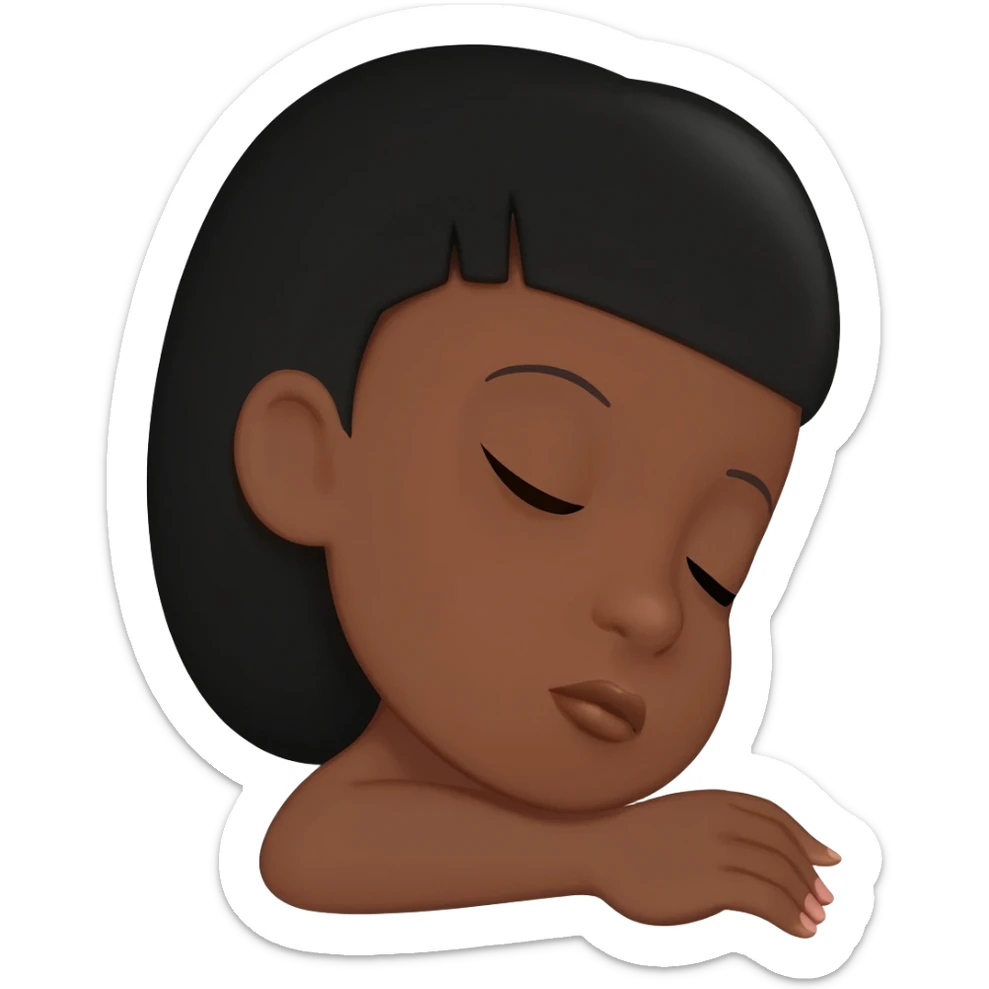 Brown girl black hair sleeping sticker
