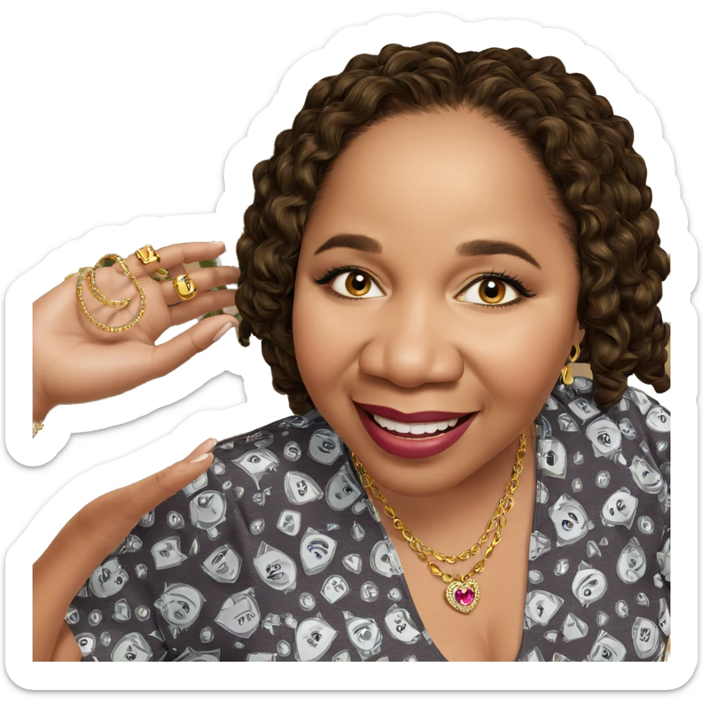 smiling girl with jewelry sticker