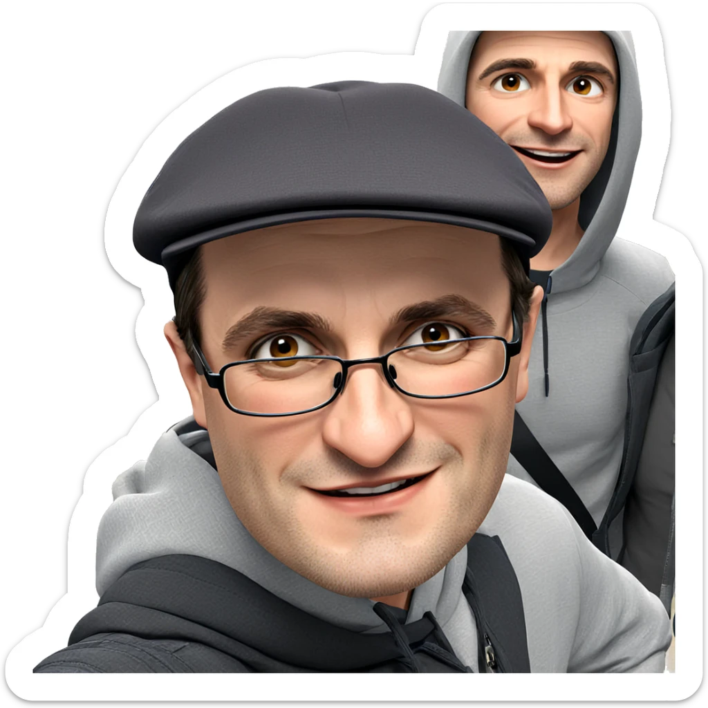 three boys in stylish hats sticker