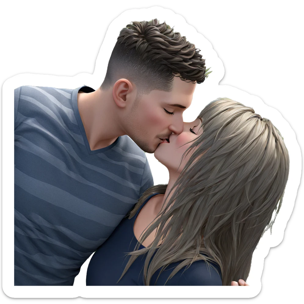 intimate kiss under the sky sticker