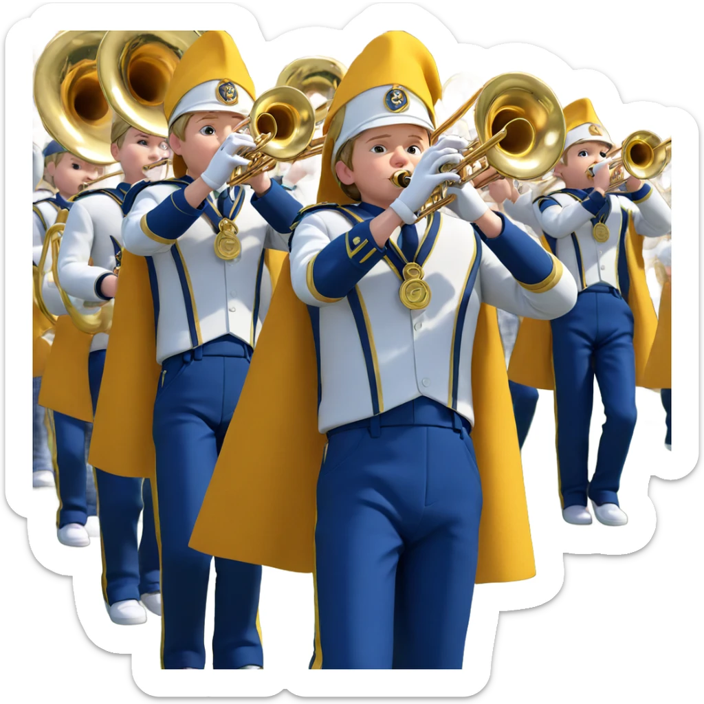 boys in uniforms playing trumpet sticker