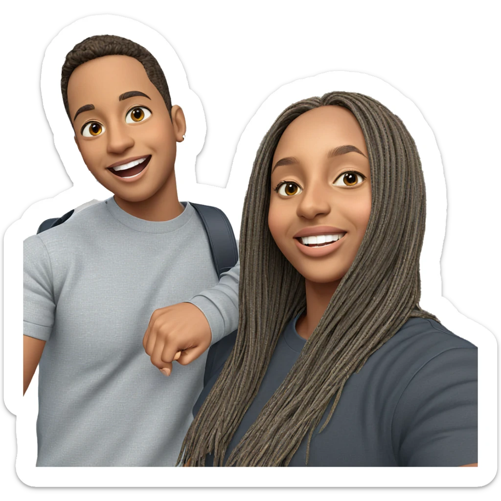 boys smiling by the car sticker