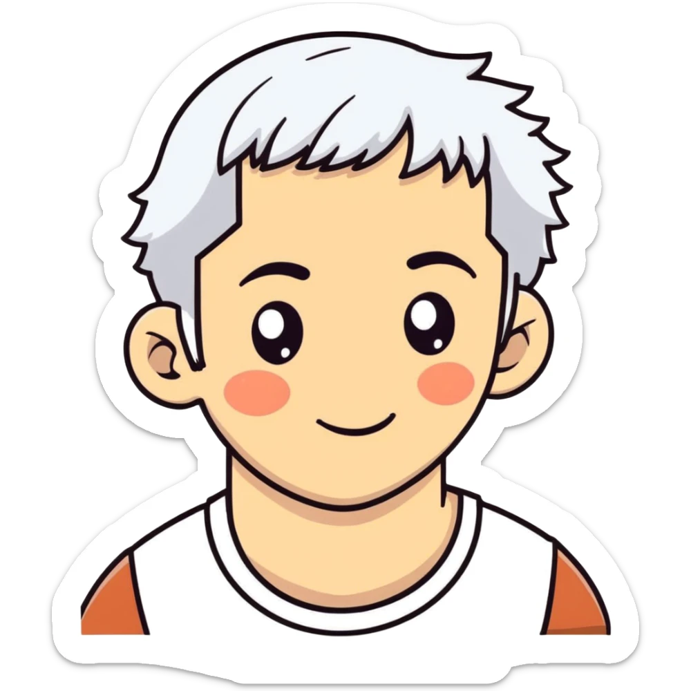 Carlos from Descendants, son of Cruella de Vil, white and black hair, freckles sticker