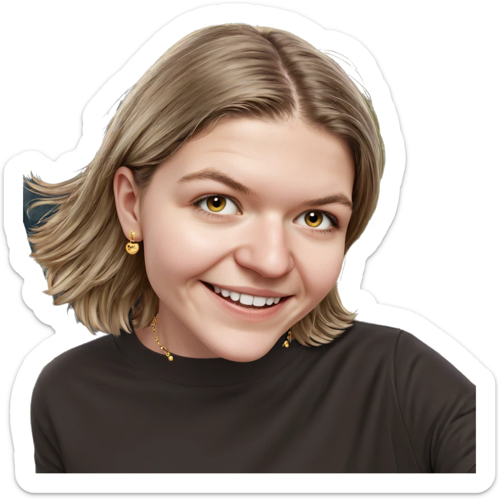 smiling girl outdoors with jewelry sticker