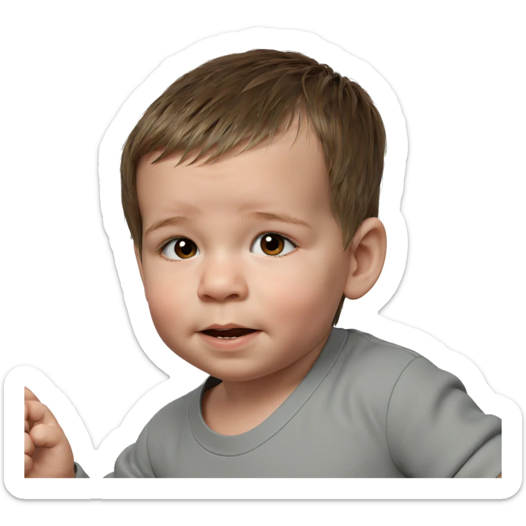 young boy with brown hair sticker