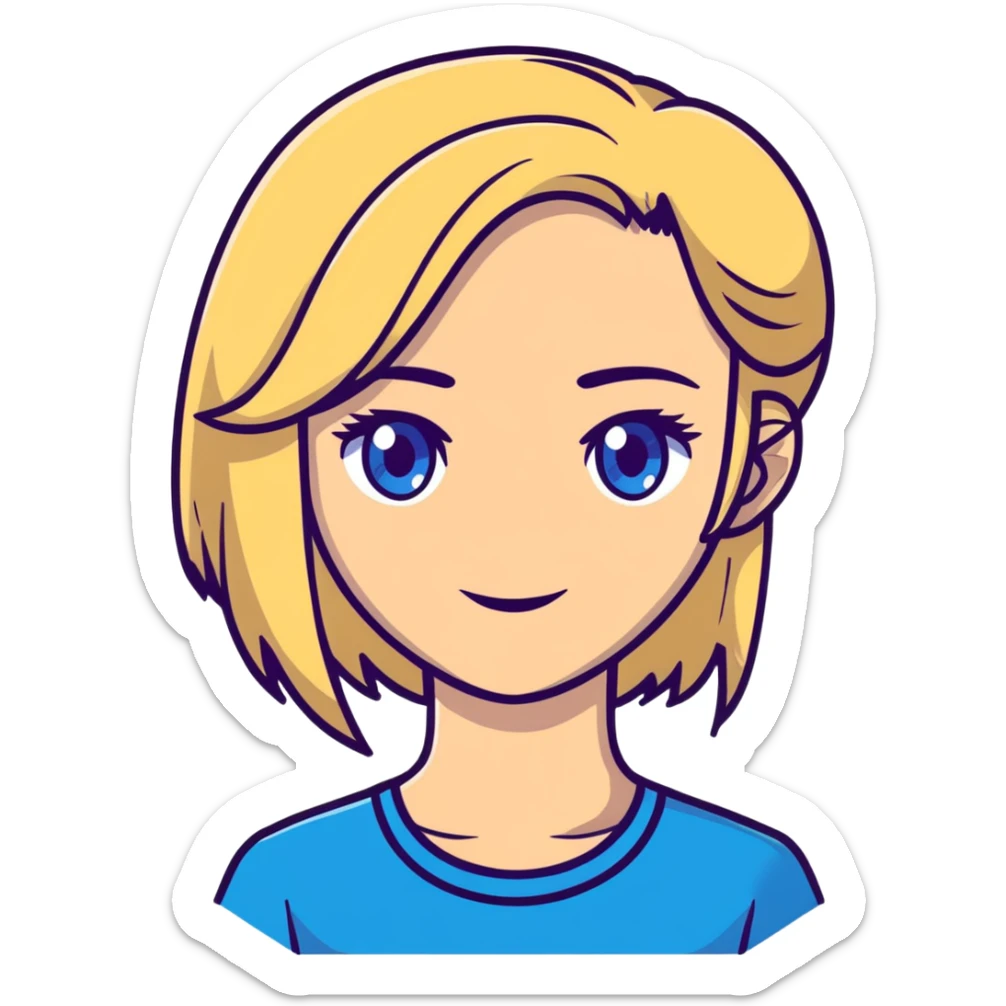 best friends , a brunette with blue eyes and a blondie with brown eyes sticker