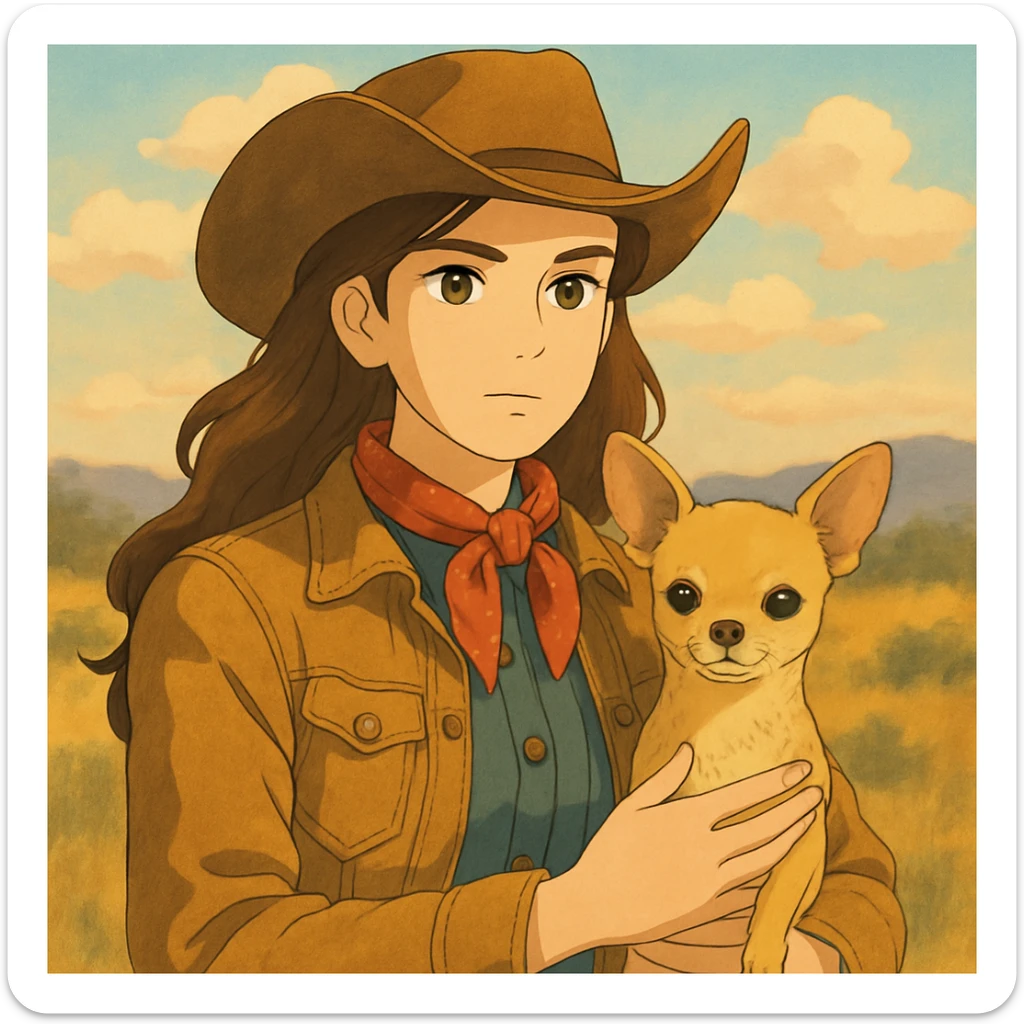 Styliser l'image en style Ghibli, illustration douce et détaillée, couleurs chaleureuses, ambiance poétique. sticker