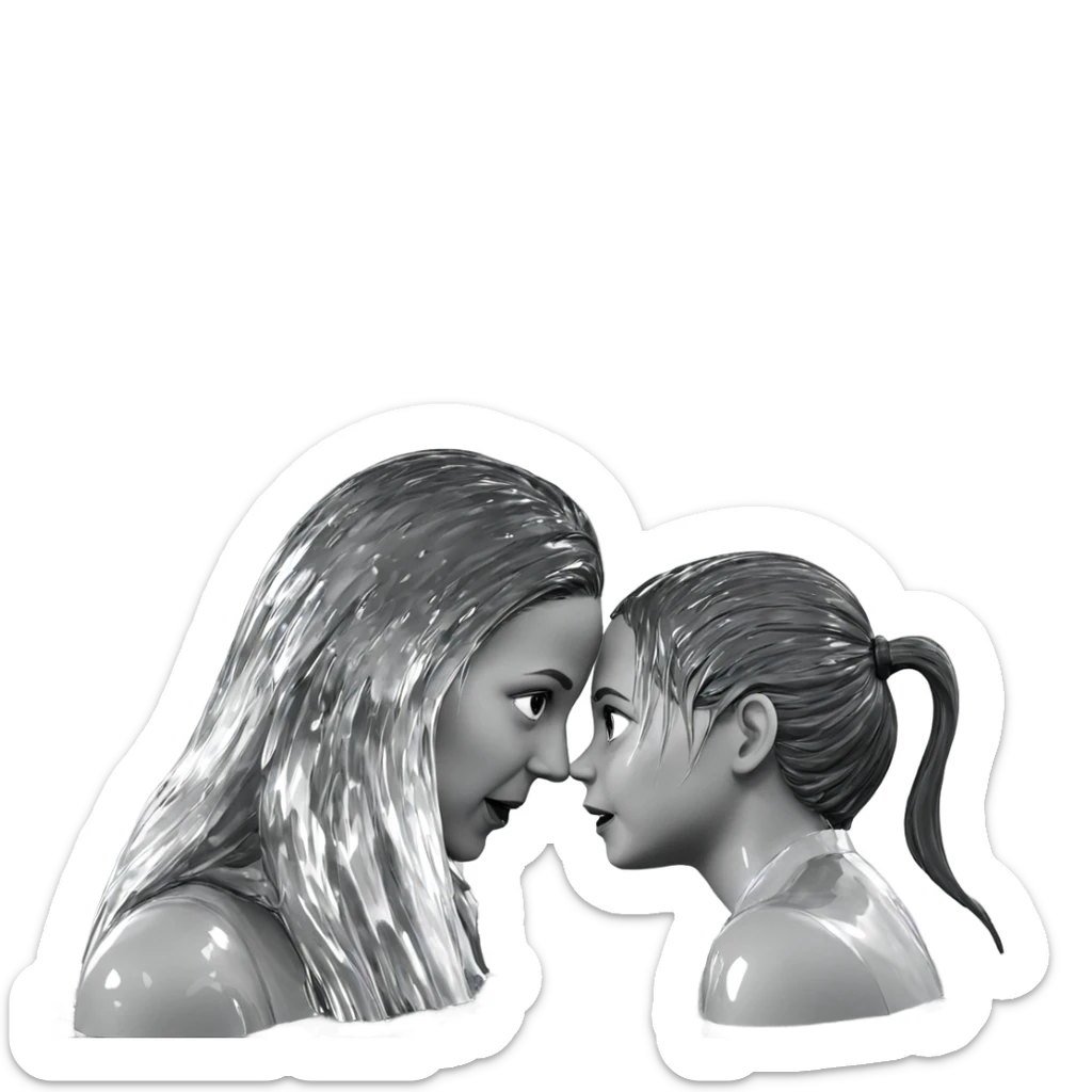 two girls in water grayscale sticker