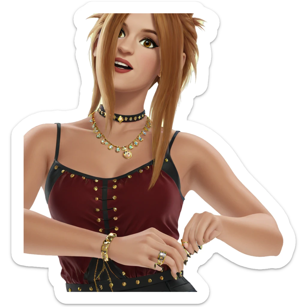realistic girl with jewelry sticker