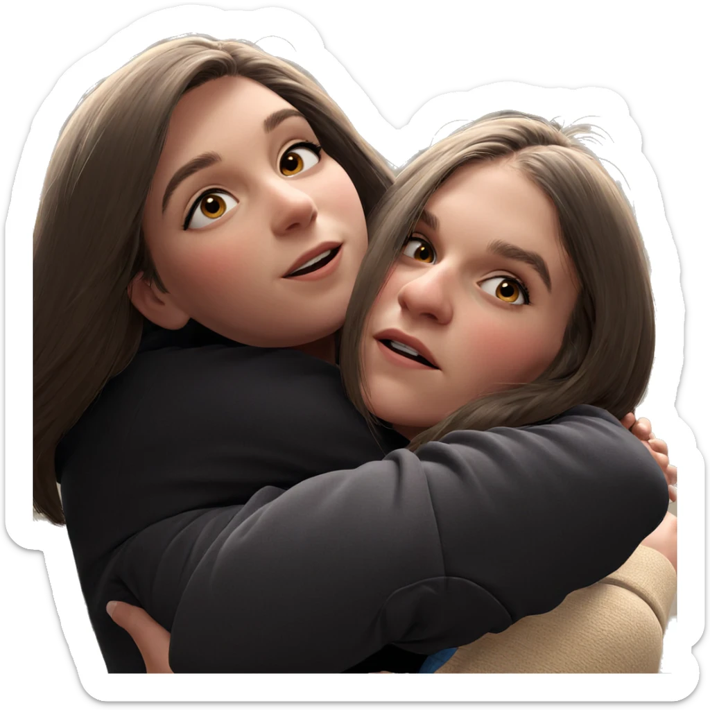girls sharing a warm hug sticker