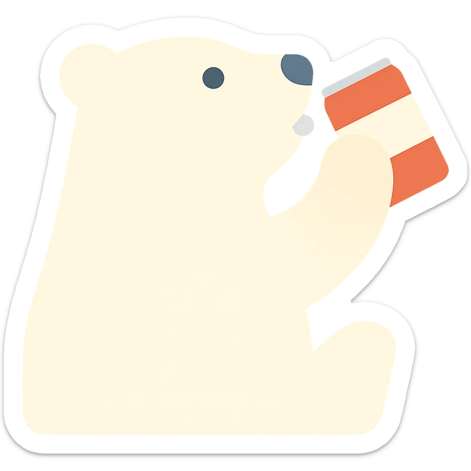 Change the Coke bottle to a Coke can in the polar bear's hand, keep the rest of the image the same sticker