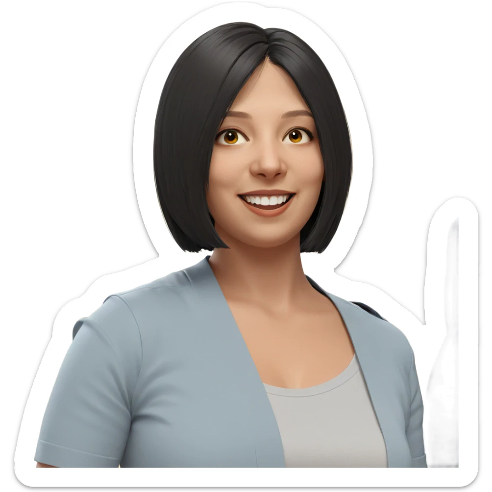 smiling girl with short hair sticker