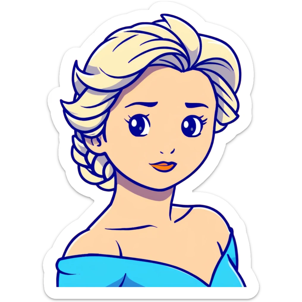 Elsa ice queen from Frozen with blue dress, chest up portrait sticker