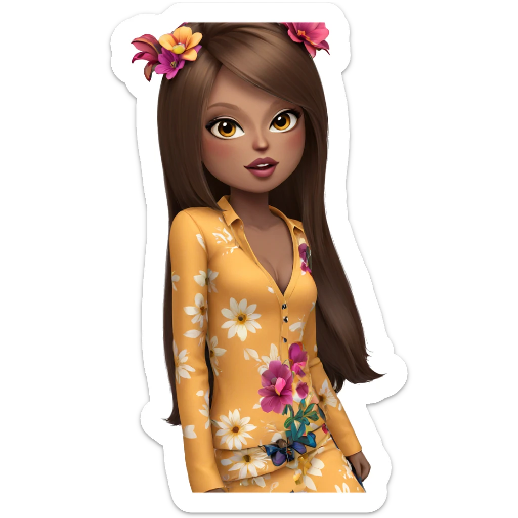 dark beauty with flower accessory sticker