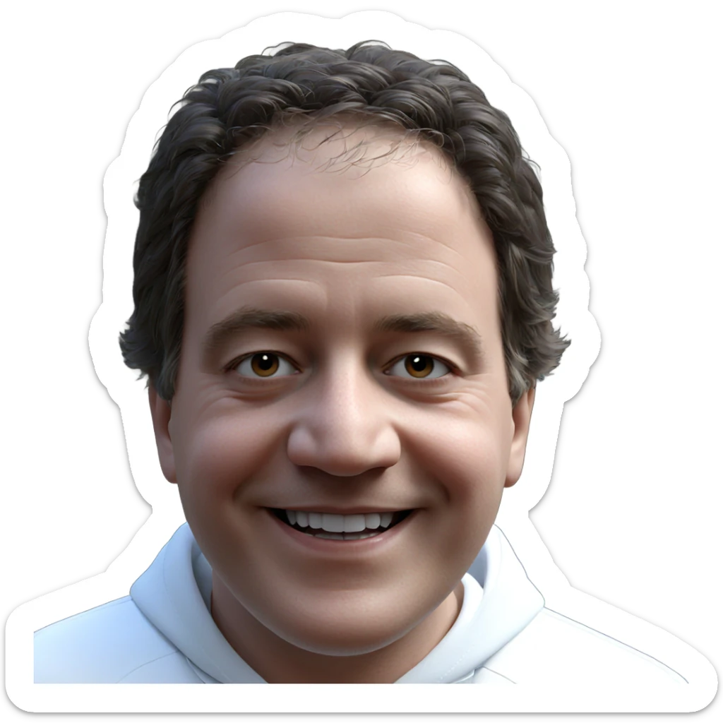 smiling boy in white shirt sticker