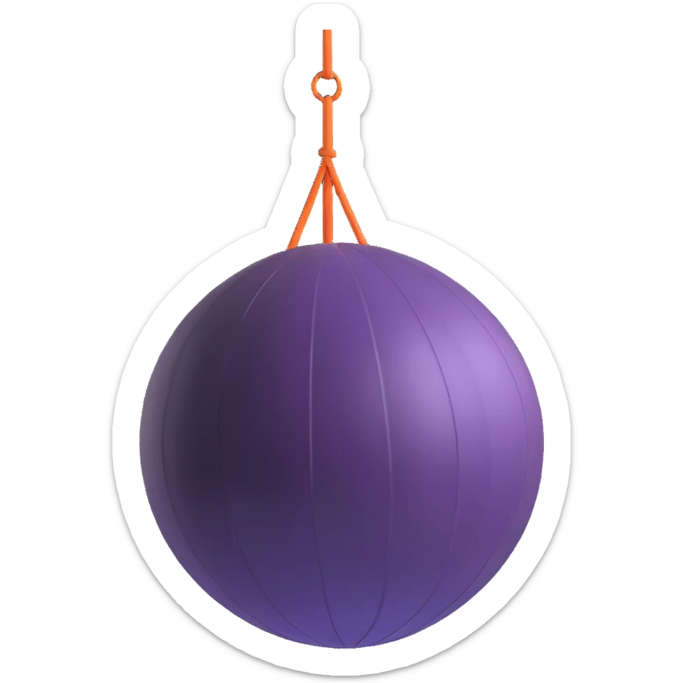 Exercise yoga ball gym equipment floating in the air, bright colors sticker