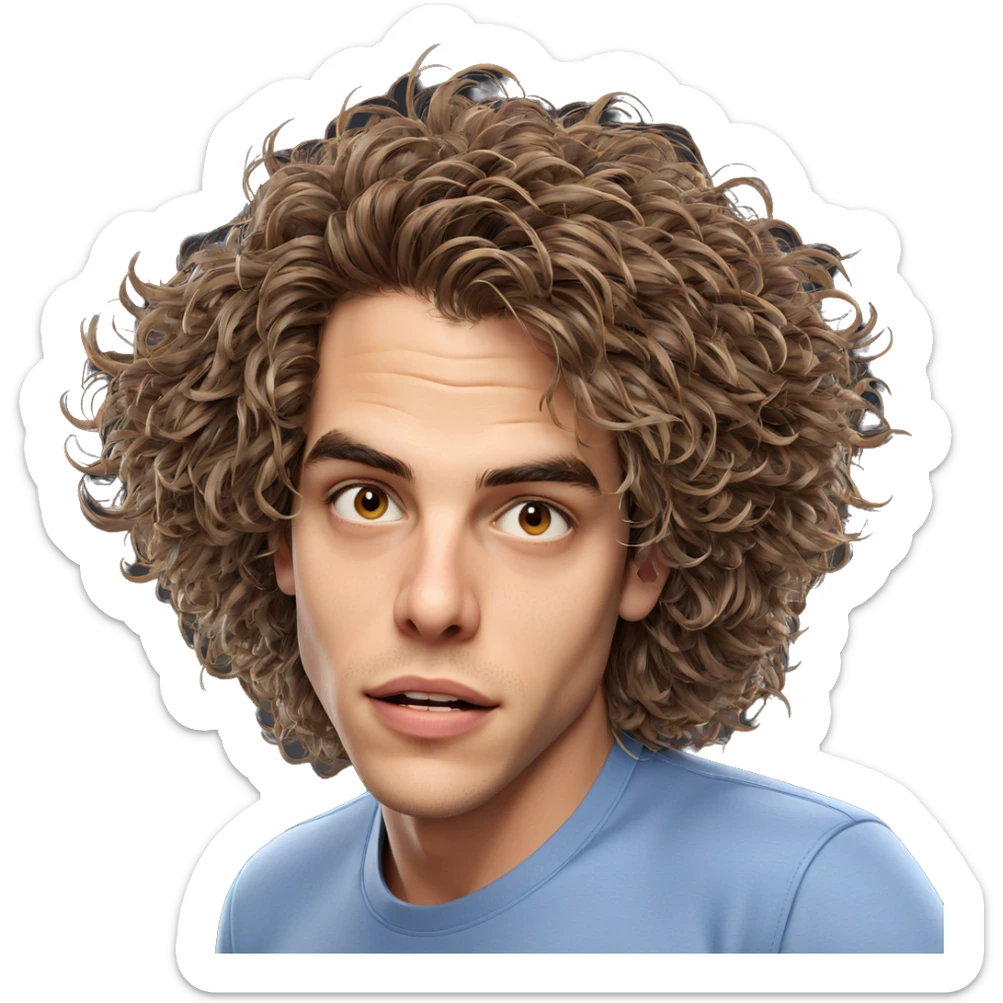 male portrait with brown hair sticker