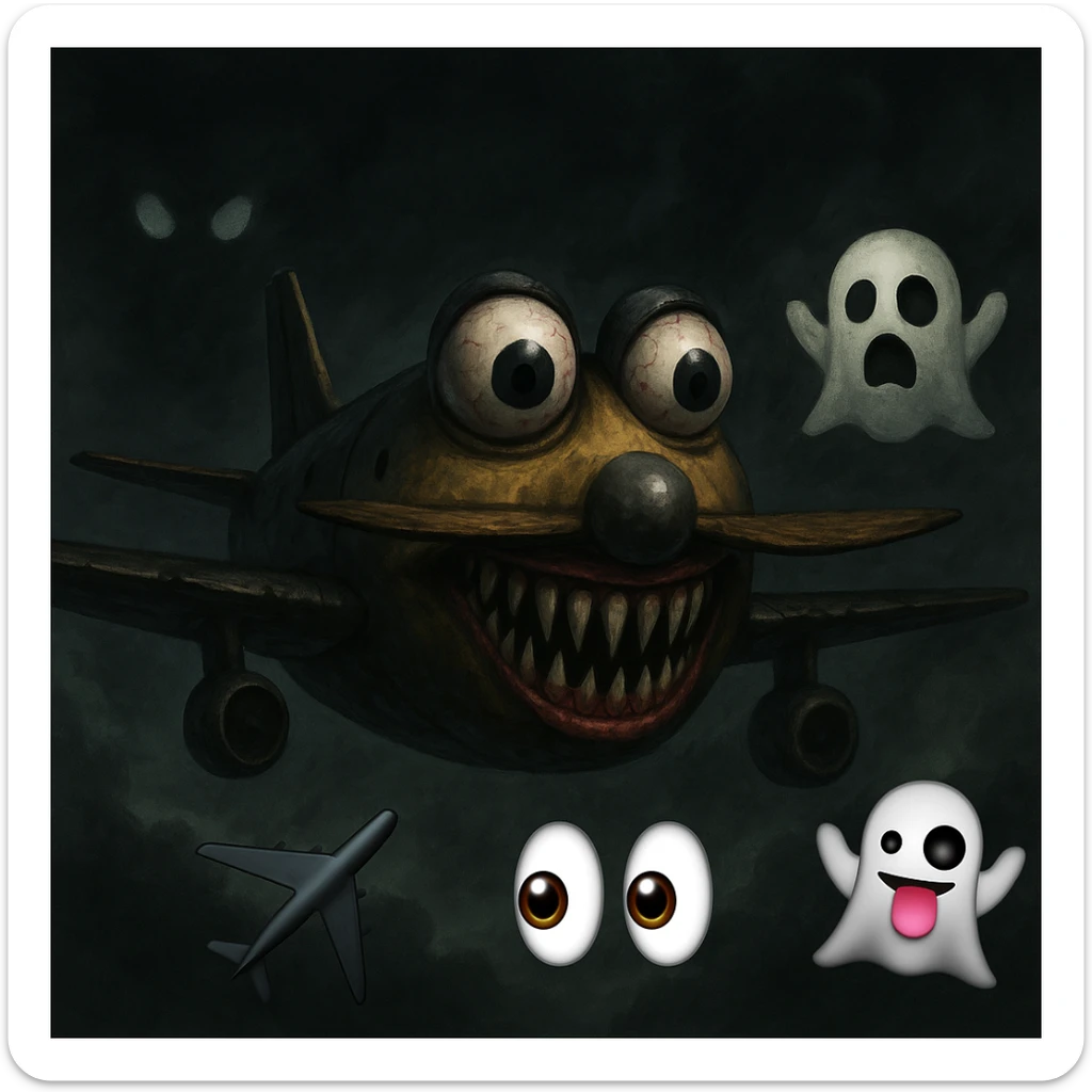 Avions manege du parc saint paul en emoji  rajoute et garde aspect terrifiante et rajoute  sticker