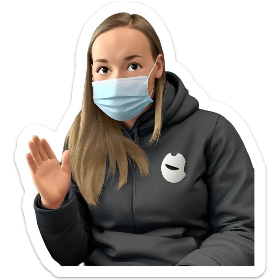 girl in mask on train sticker