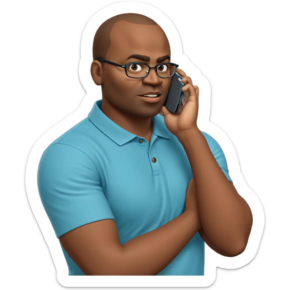 boy with glasses on phone sticker