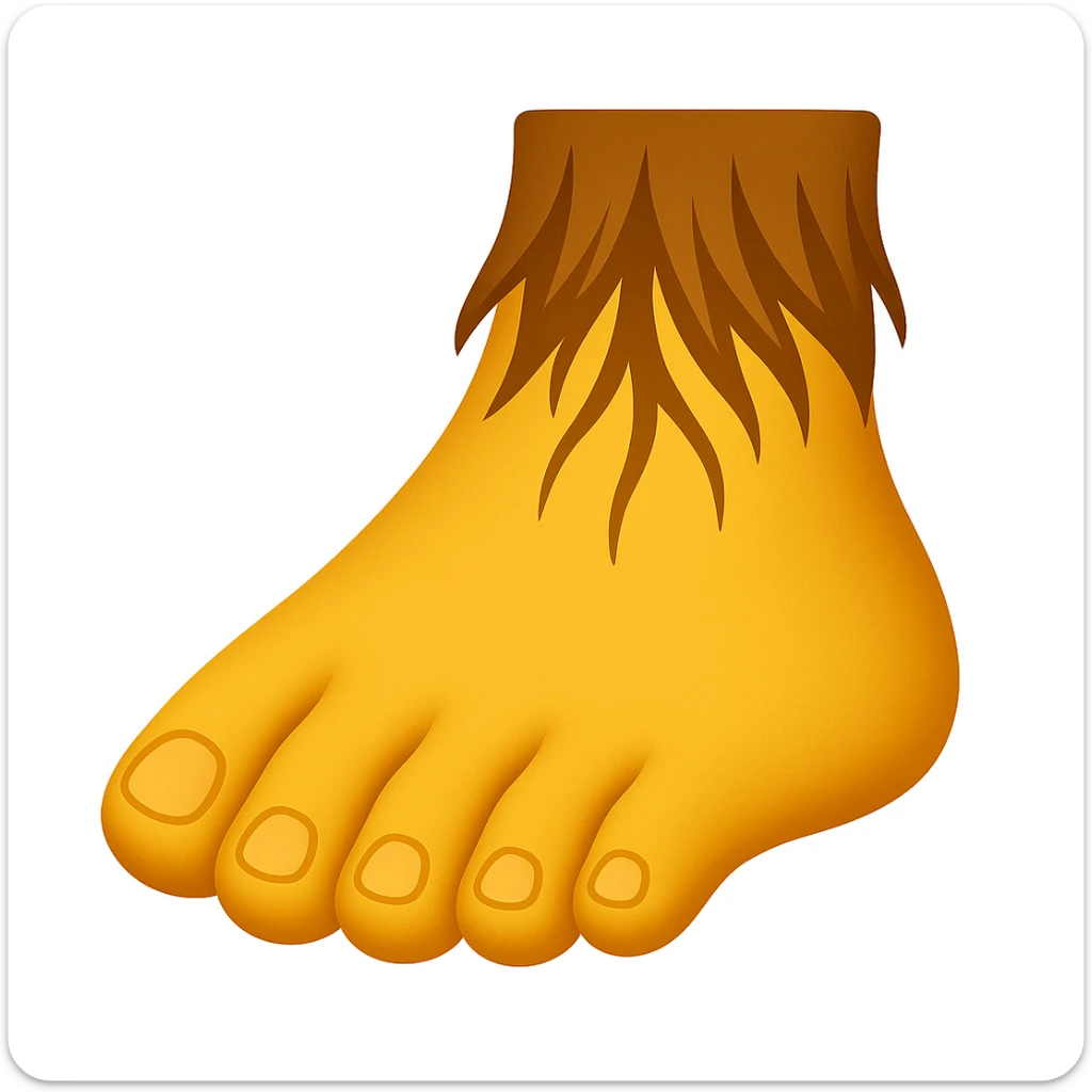 Create a single foot emoji that looks exactly like one of the feet in the reference image. Use classic emoji style with yellow color, matching the same shape and details of the foot in the reference. sticker