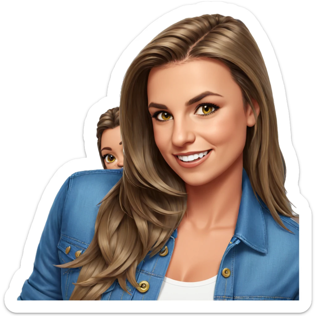 smiling girls in denim jackets sticker