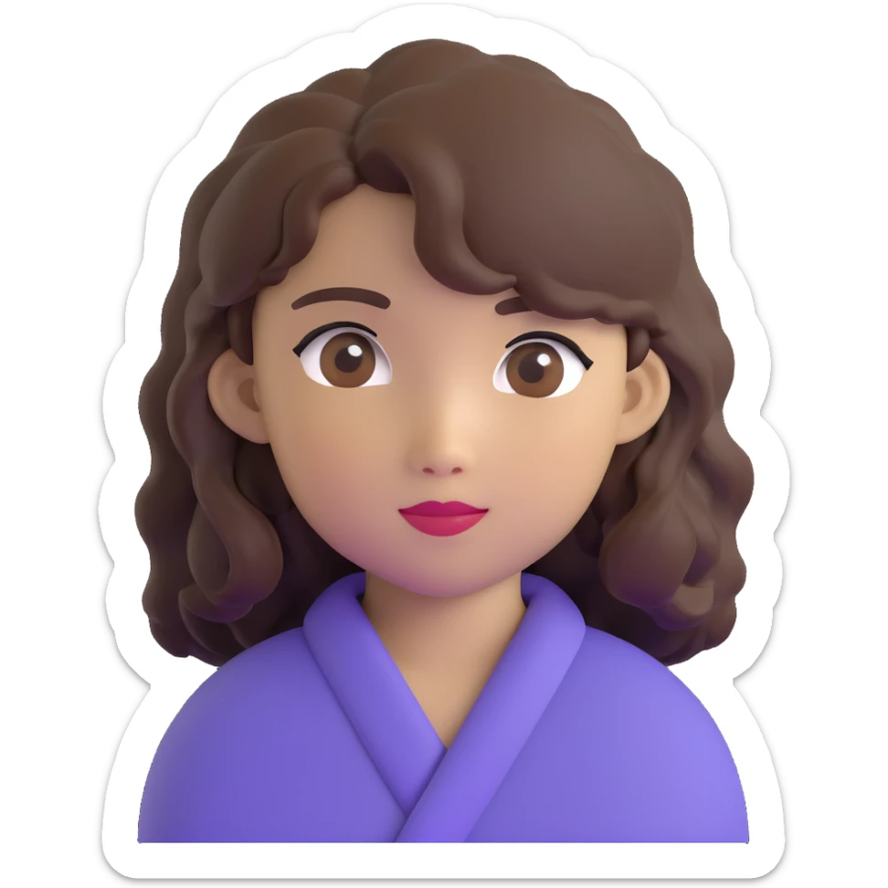 portrait of an Asian girl with medium brown wavy hair and brown eyes sticker