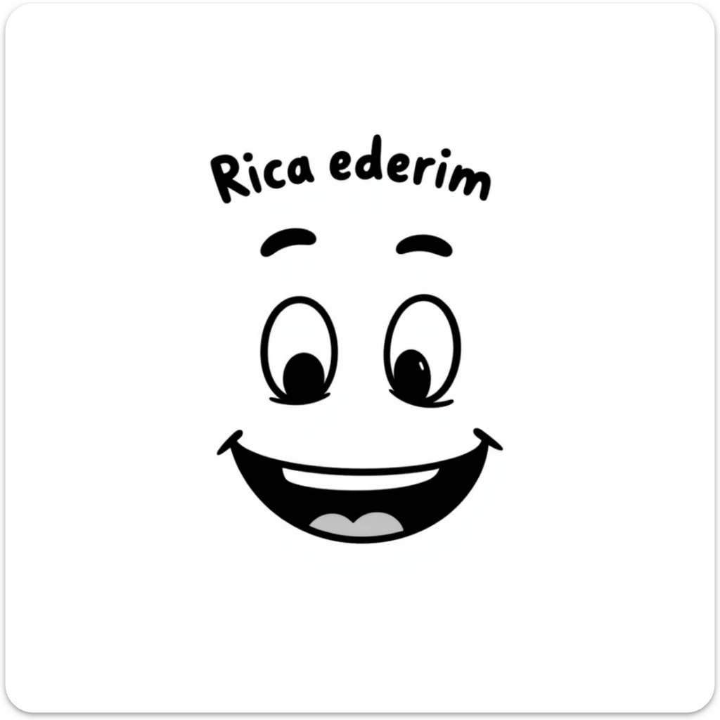 gülen yüzlü emoji with the text 'Rica ederim' in a warm and friendly style, legible text, cheerful expression sticker