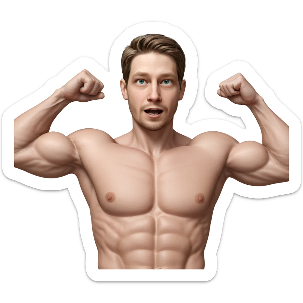 muscular male portrait flexing sticker