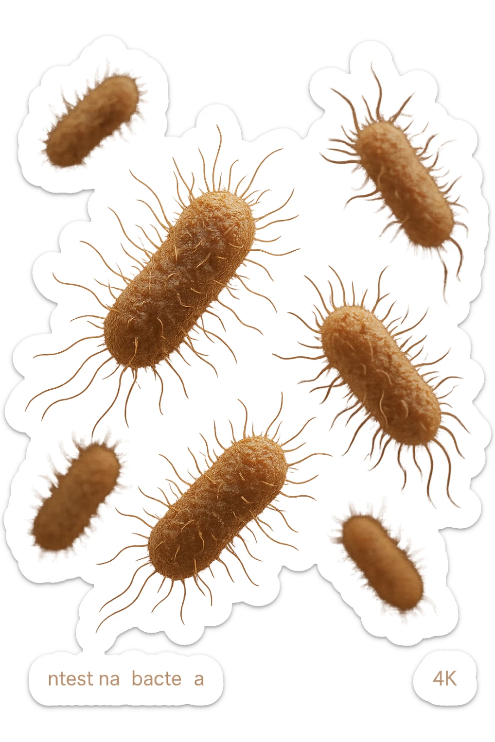 6 batteri intestinali iperrealistici sul bordeaux fluttuano in aria, iperrealistico 4k sticker