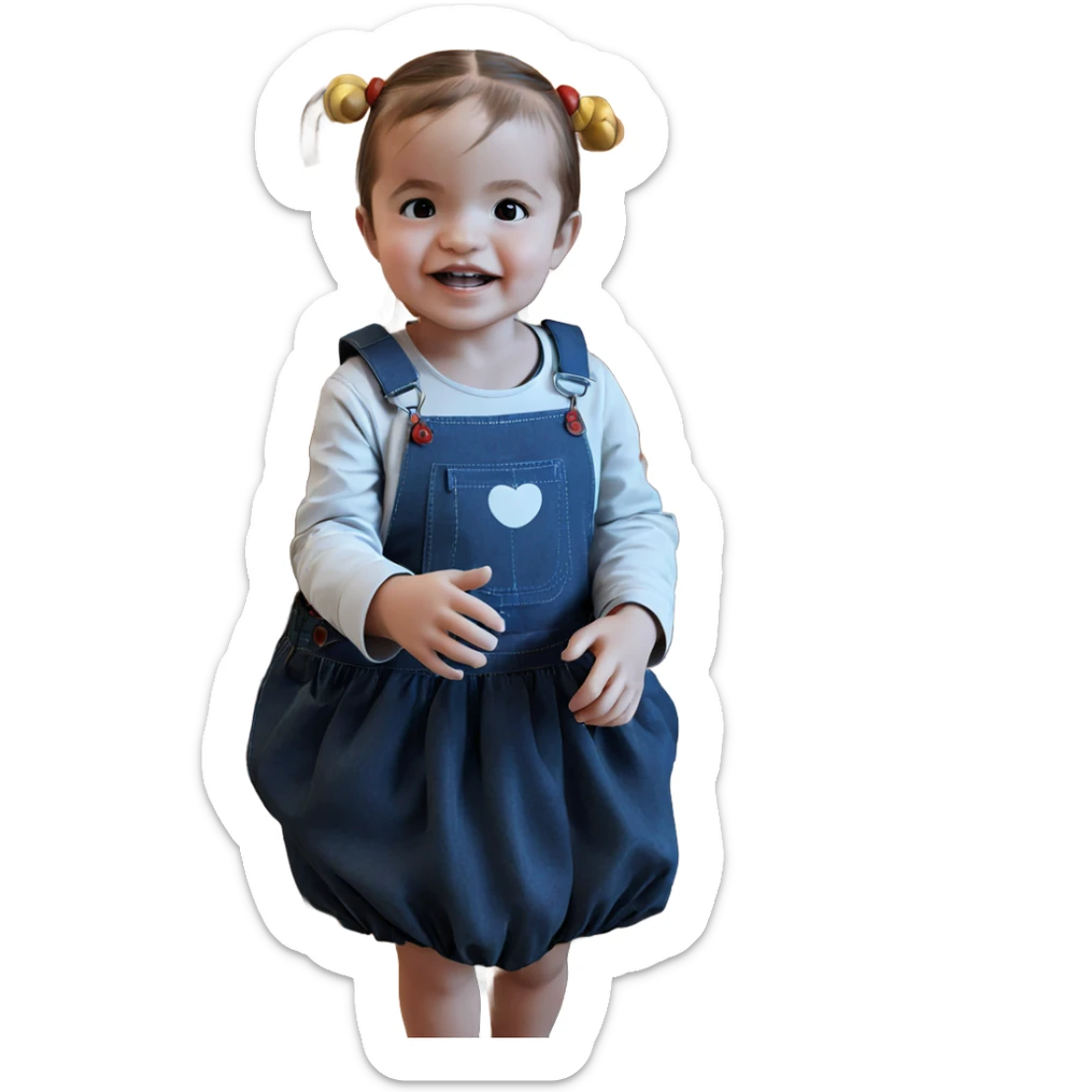 girl with balloon in overalls sticker