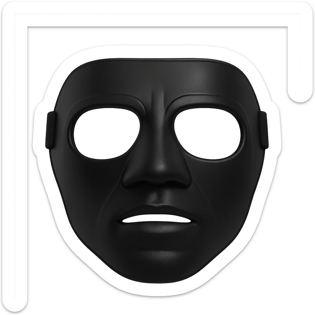 protective black sports mask similar to Kyrie Irving's, basketball gear, simple and bold, front view sticker