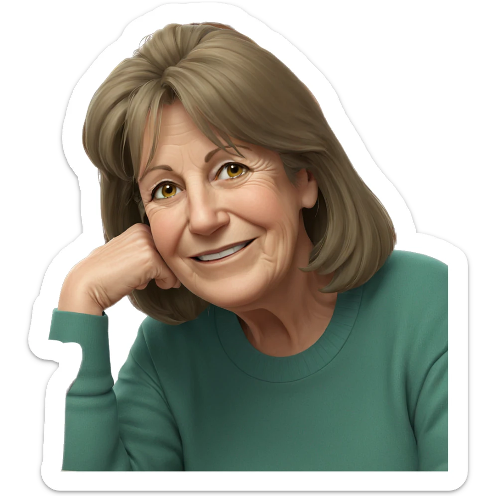 smiling old woman indoors sticker