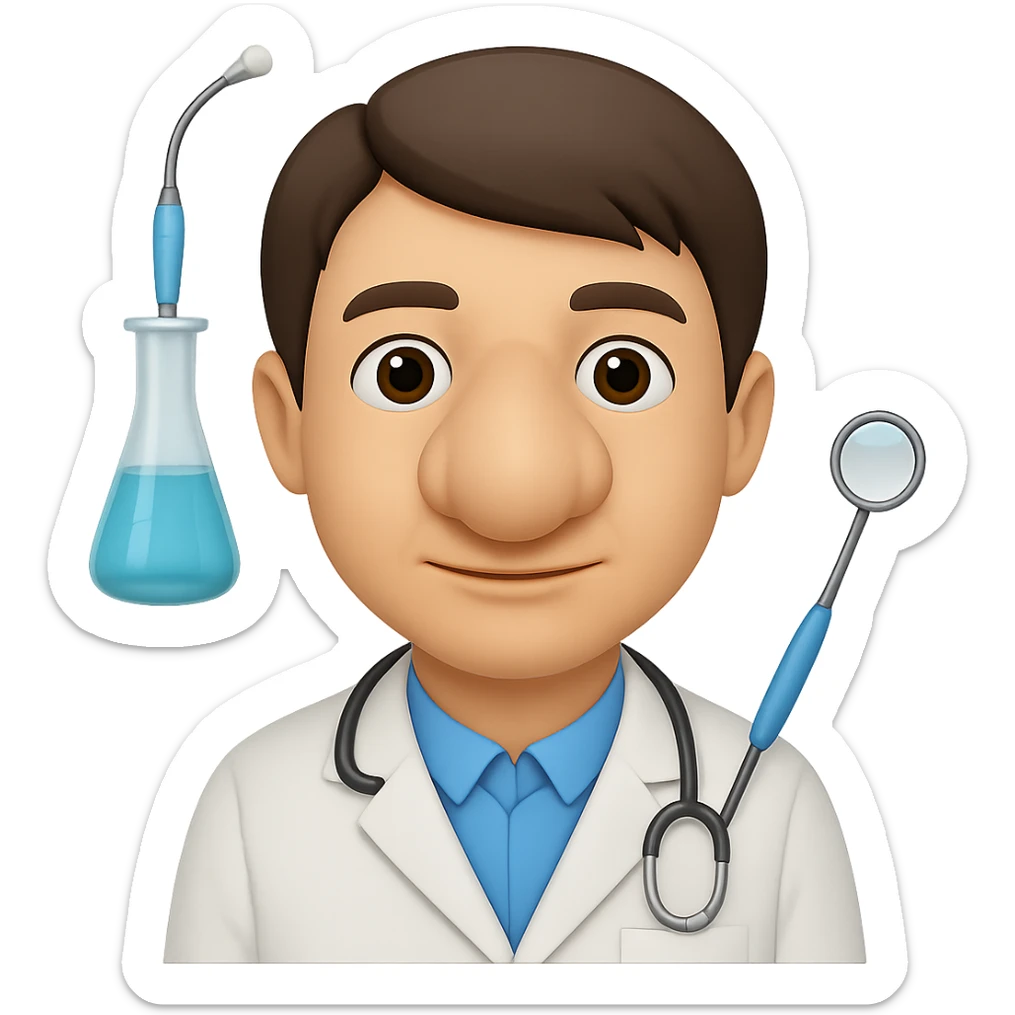 Make the dentist's nose much bigger. The original style is emoji style, but since emoji style does not support editing, use the general style editor to keep the emoji look and make the nose bigger with transparent background. sticker