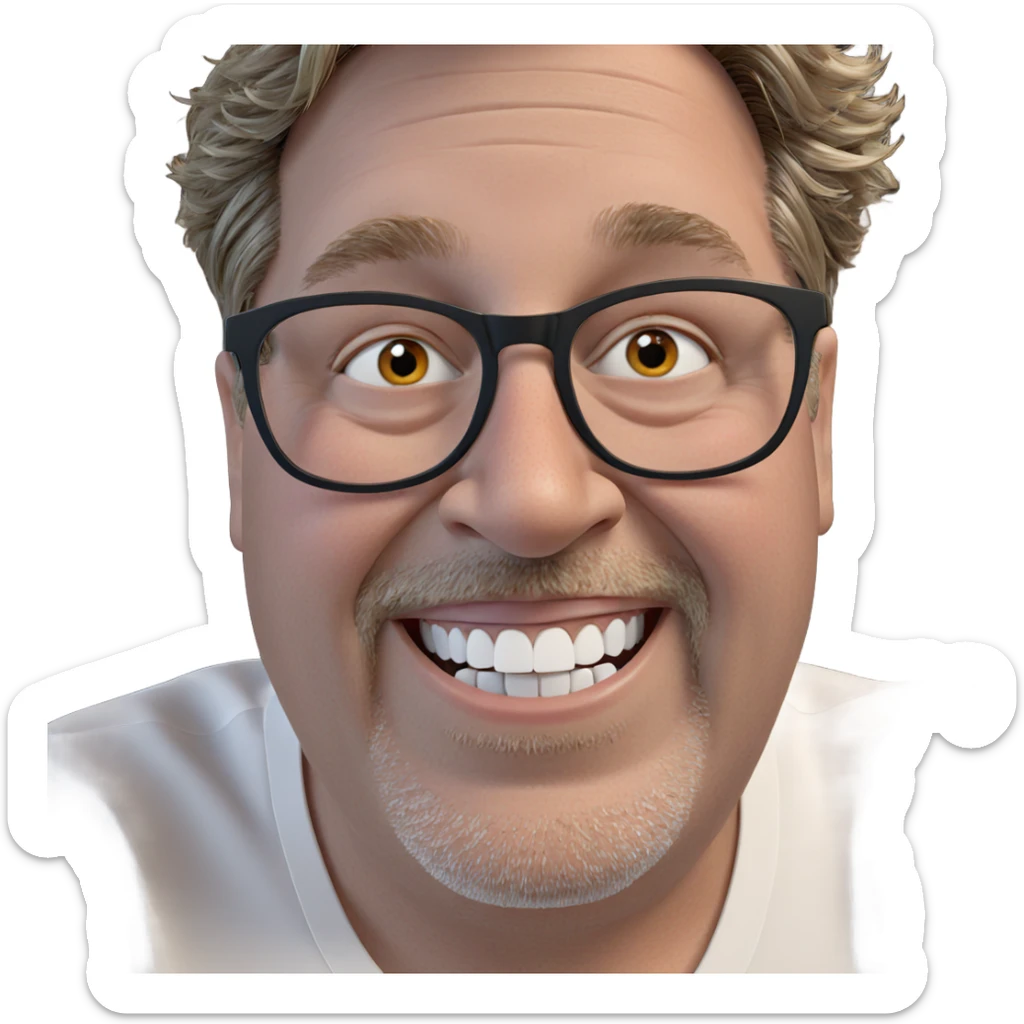 smiling boy in white shirt sticker