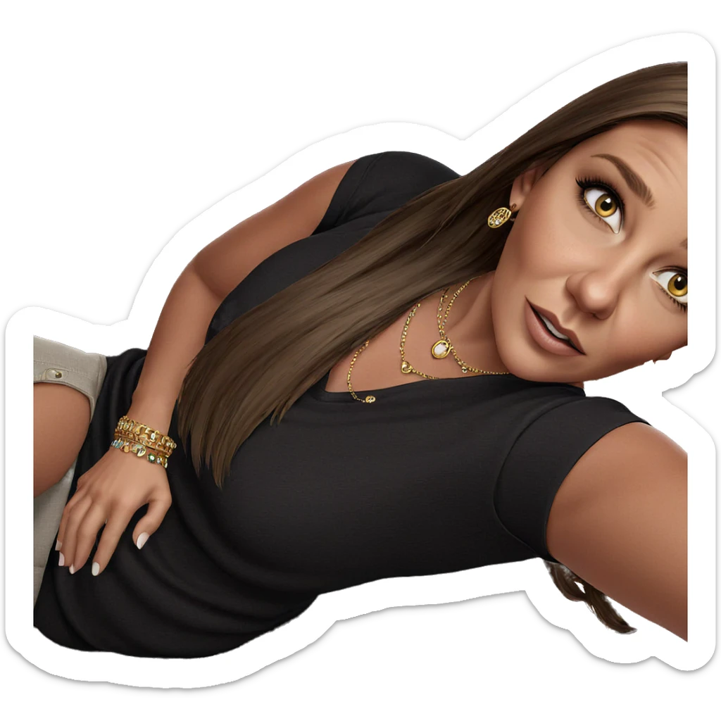 brown haired girl with jewelry sticker