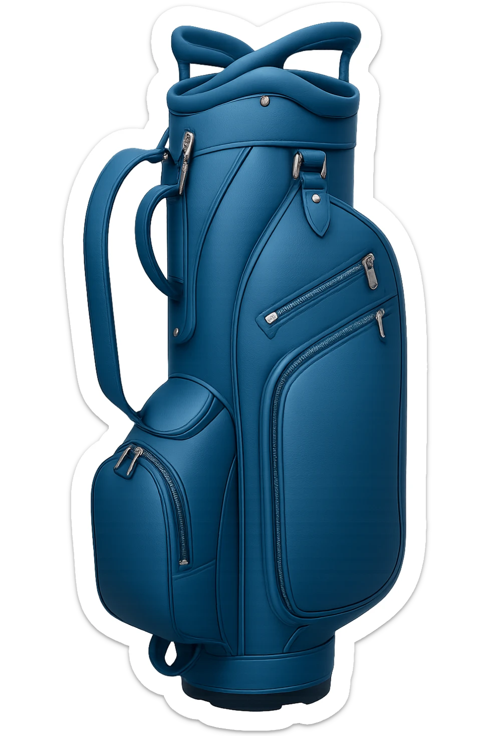 Edit the golf bag emoji by changing all red and shades of red to blue and shades of blue, while keeping the rest of the emoji unchanged. Preserve the transparent background. sticker