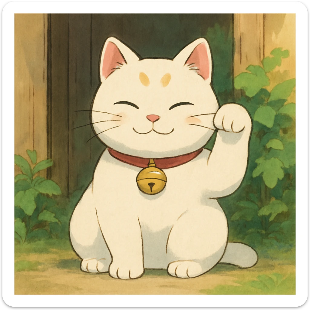 white lucky cat sticker