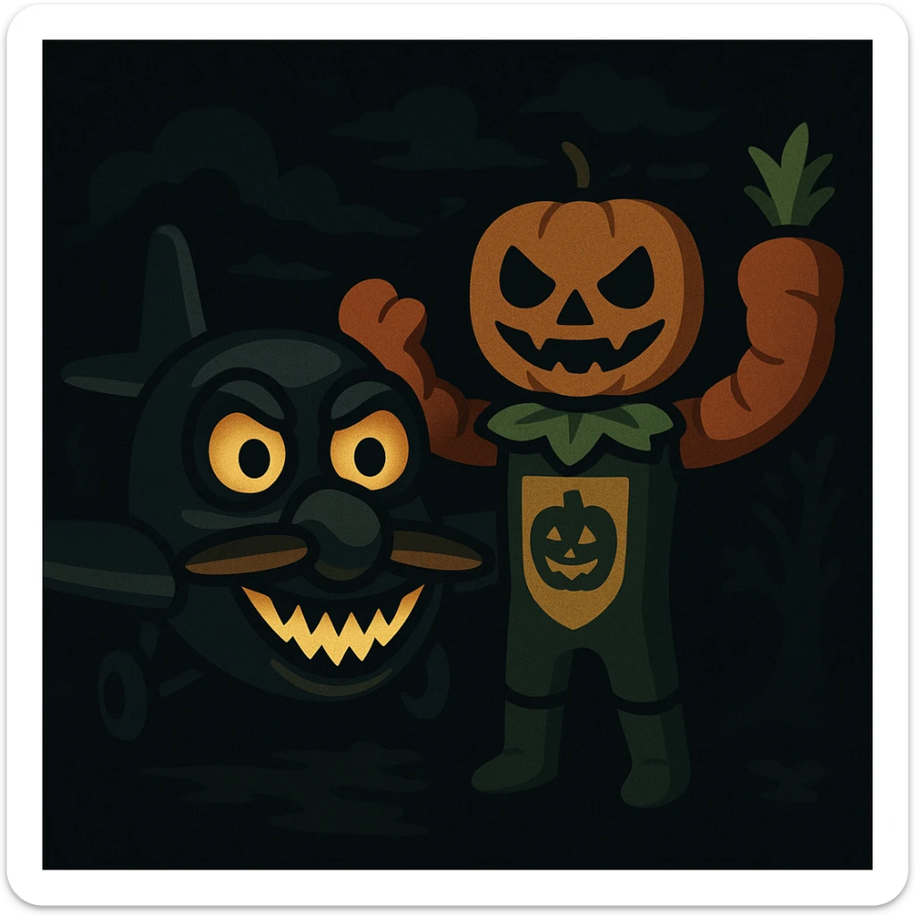 Avions manege du parc saint paul en emoji  rajoute et garde aspect terrifiante et rajoute leguman dessus   sticker