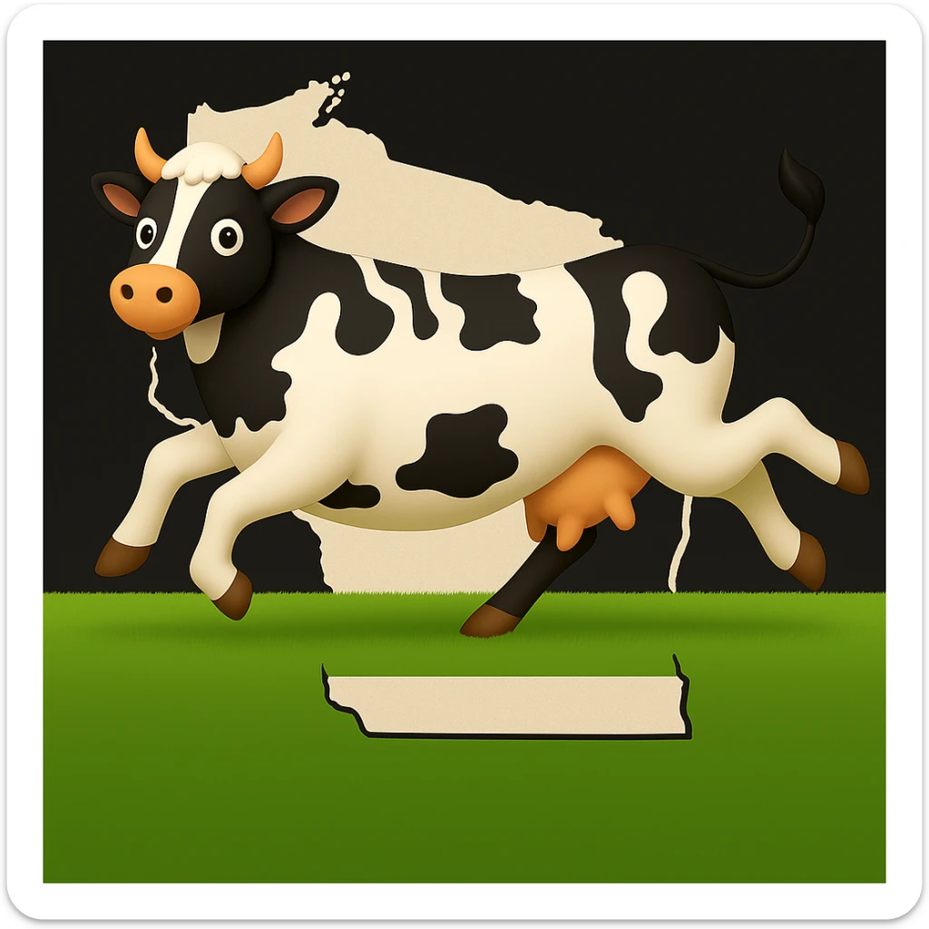 Add the outline of the state of Wisconsin in the background behind the cow and grass field sticker