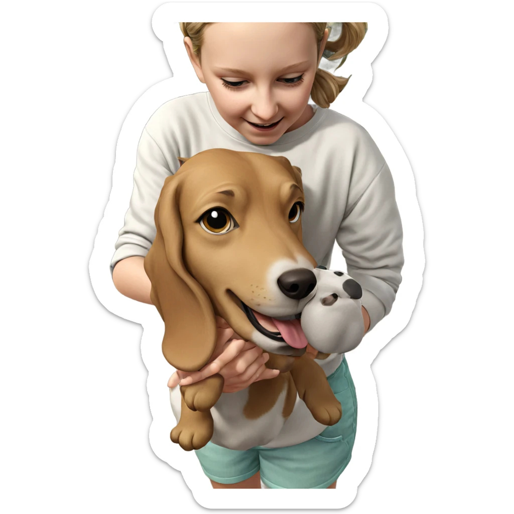 girl with dog outdoors sticker