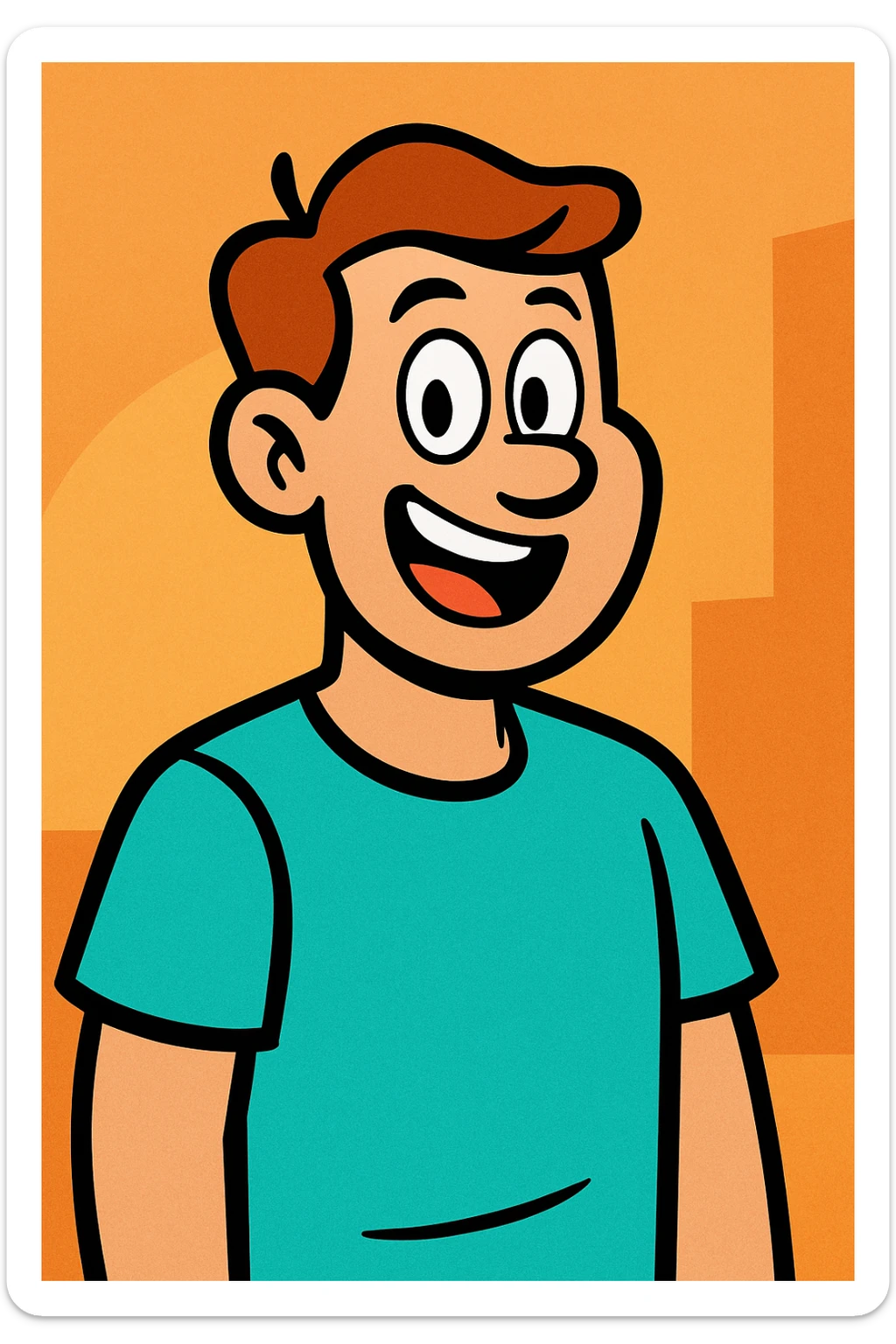 aquamarine t-shirt, cartoon style, bold lines sticker